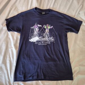 Vintage Sugar Mountain Anvil Navy Blue Ski Graphic Tee 90s